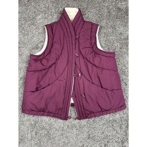 Vintage‎ Puffer Vest Womens Large Quilted Button Front Sleeveless Winter 80s